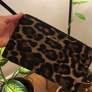 MK Calf Hair Leopard Print Clutch